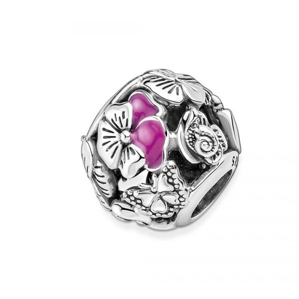 PANDORA Charm Openwork Viole del Pensiero 