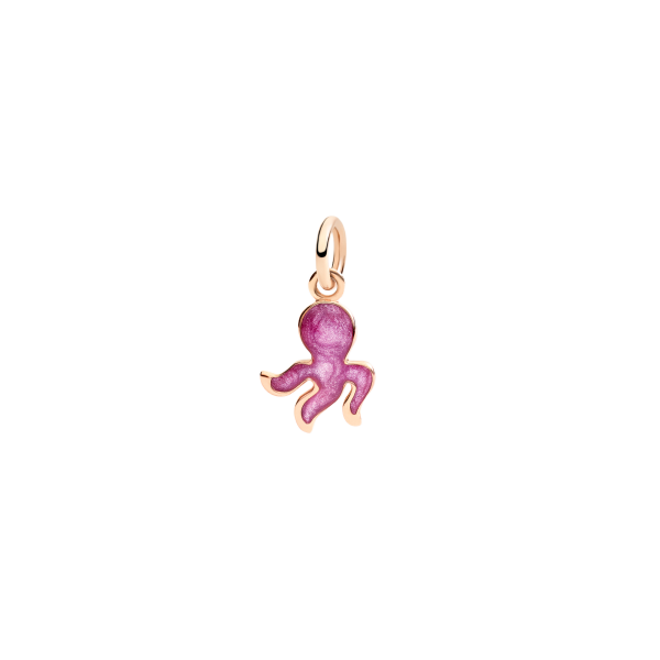 DoDo Ciondolo polpo in oro rosa 9K e smalto fucsia effetto madreperla.