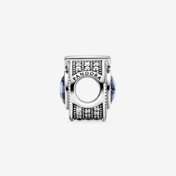 PANDORA Charm blu con O coronata scintillante