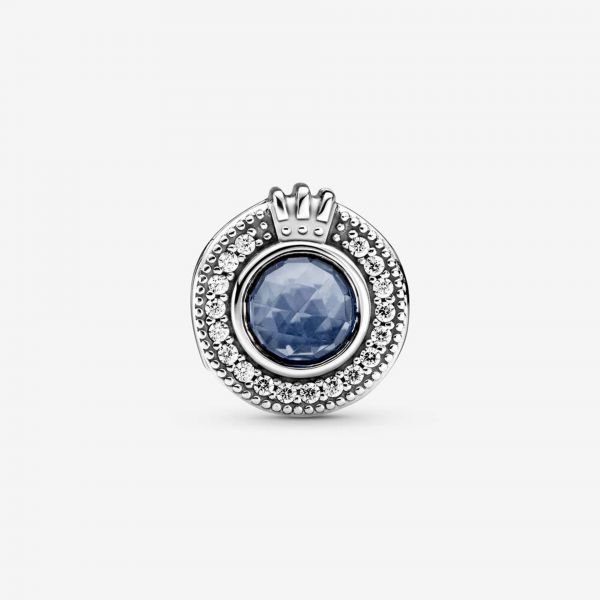 PANDORA Charm blu con O coronata scintillante