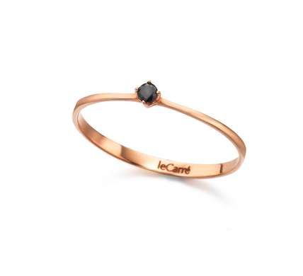 LeCarrè Anello Oro Rosa con Diamante nero