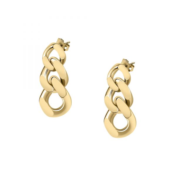 CHIARA FERRAGNI CHAIN EARRINGS YELLOW GOLD 33.4MM