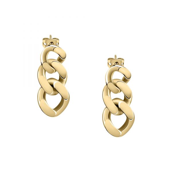 CHIARA FERRAGNI CHAIN EARRINGS YELLOW GOLD 33.4MM