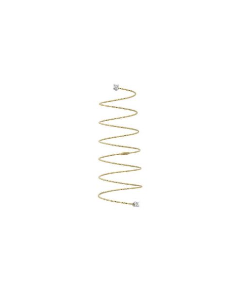 MAGIC WIRE Anello SILENZIO a spirale con due diamanti bianchi in oro giallo 18KT