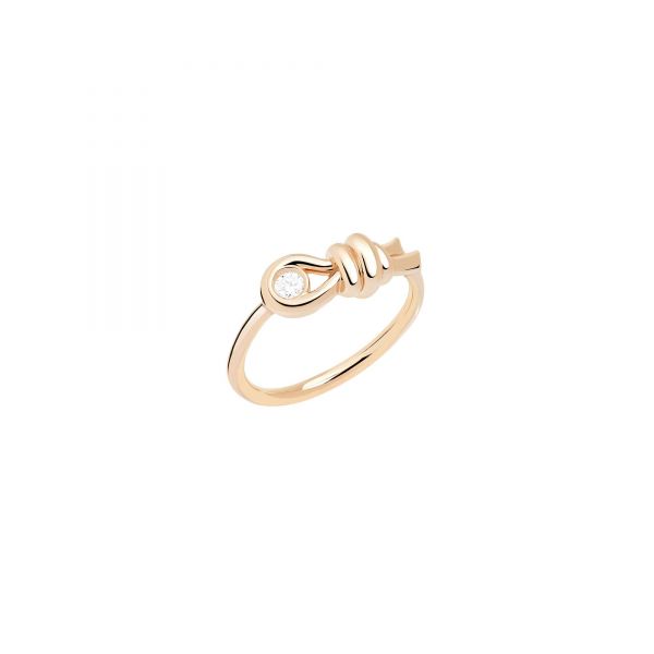 DoDo Anello Nodo Oro Rosa 9kt con un Diamante Bianco (0.07 ct)