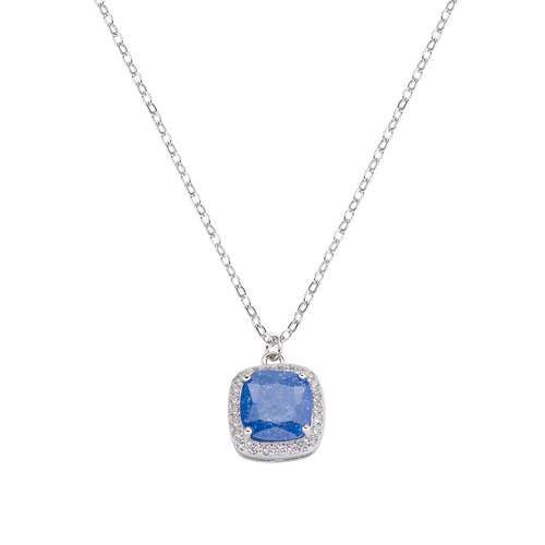 AMEN  AMEN  Collana in Argento con Creek Stone Blu e Zirconi 