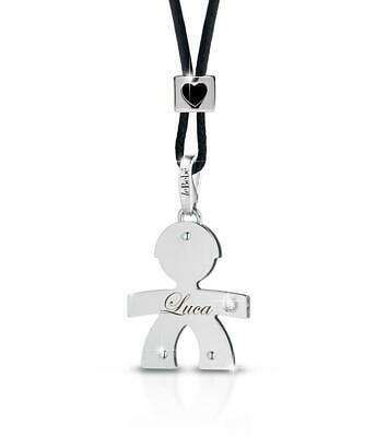 leBebè Collana Ciondolo Bimbo Oro Bianco e Diamante