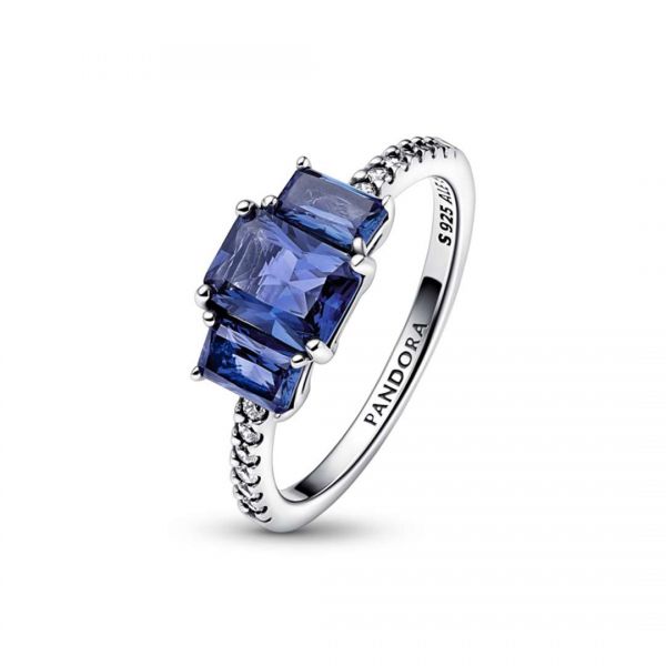 PANDORA Anello Trilogy Pietre Blu