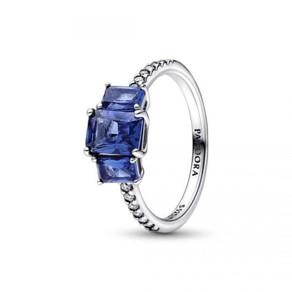 PANDORA Anello Trilogy Pietre Blu