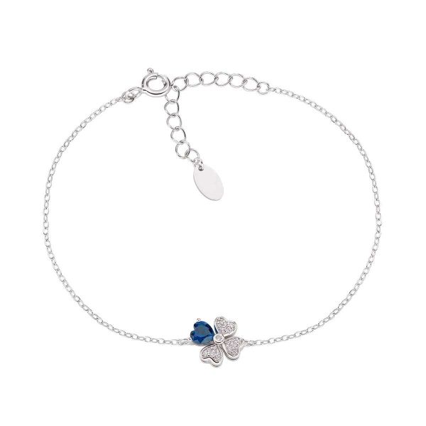 AMEN  Bracciale "Quadricuore" Blu in Argento con Zirconi