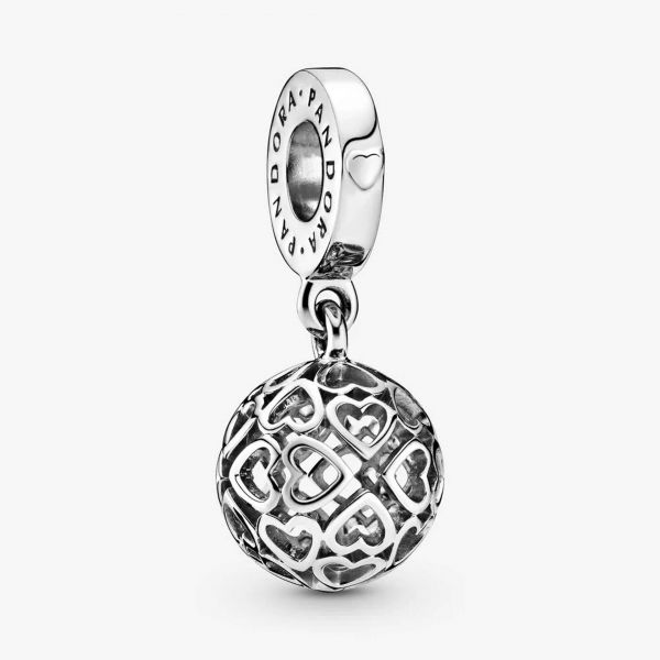 PANDORA Charm pendente Sfera di cuori openwork