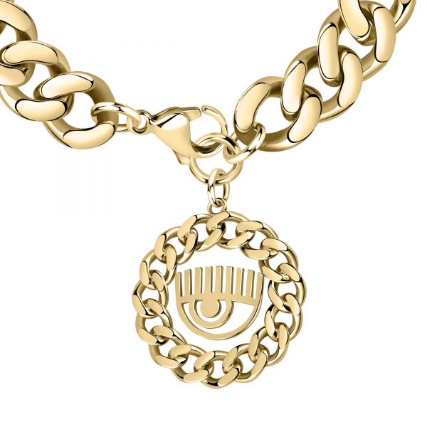 CHIARA FERRAGNI CHAIN BRACELET YELLOW GOLD+EYE LOGO CHARM 18CM