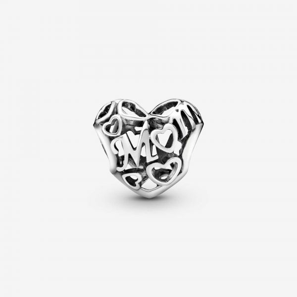 PANDORA Charm openwork a cuore Mamma