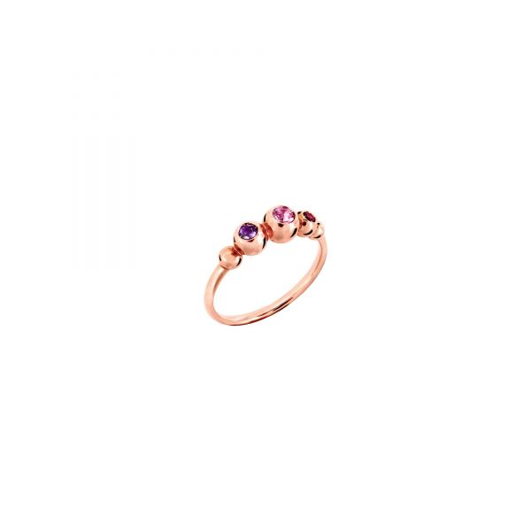 DoDo Anello DoDo Oro Rosa con Zaffiro Rosa (CT. 0.13), Rubino (ct. 0.04) & Ametista (CT. 0.05)