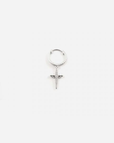 NOVE25 ORECCHINO SHINY DAGGER CON CROCE PENDENTE E BRILLANTI