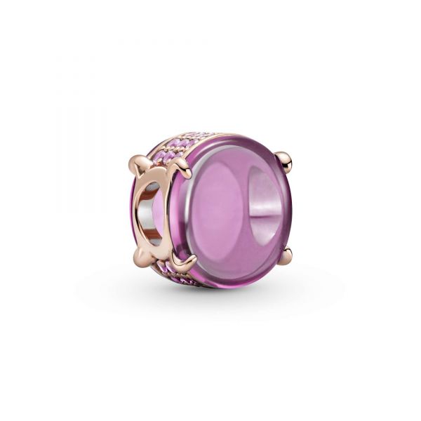 PANDORA Charm con pietra cabochon ovale rosa