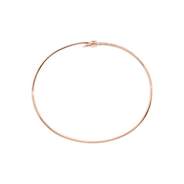 DoDo Bracciale Rigido Bangle in Oro Rosa con Diamanti Brown Bianchi  