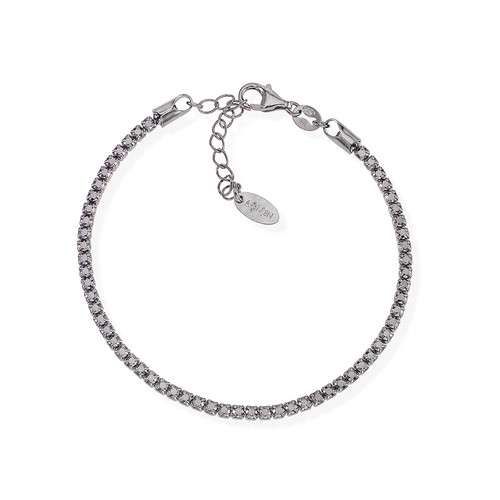 AMEN  Bracciale in AG925 e zirconi bianchi Rodio nero (Lungh. 16+3cm - 18+3cm)