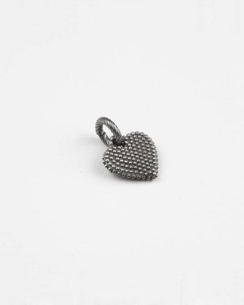 NOVE25 PENDENTE CHARM CUORE PUNTINATO / ARGENTO BRUNITO LUCIDO