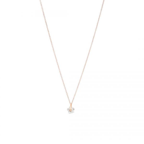 DoDo DoDo Ciondolo Fiore Oro Rosa Rodiato e 11 Diamanti  