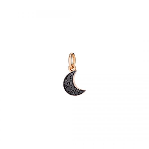 DoDo Ciondolo Luna Oro Rosa 9Ct E Diamanti Black