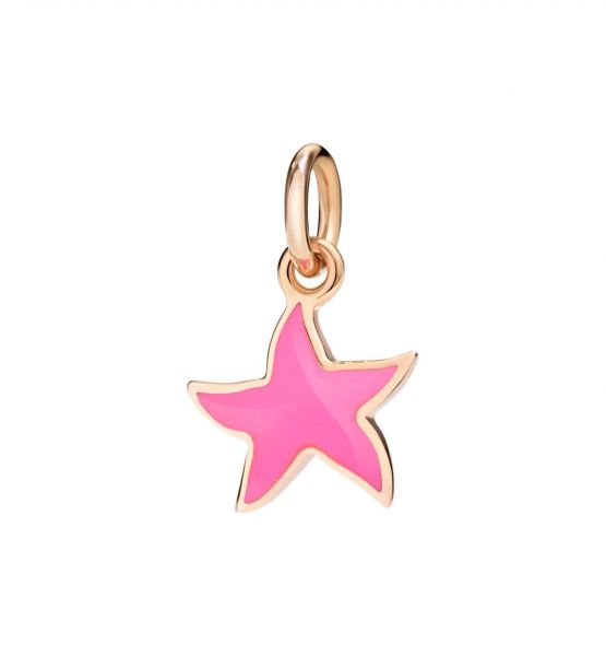 DoDo Ciondolo Stella Marina In Oro Rosa 9kt E Smalto Rosa Fluo