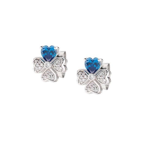 AMEN  Orecchini "Quadricuore" Blu in Argento con Zirconi