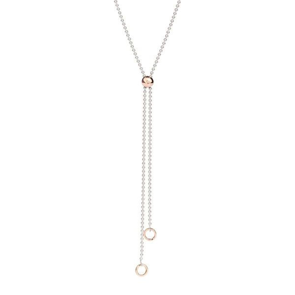 DoDo collana bollicine in argento con slider e anelli brisé in oro rosa 9K - 80cm