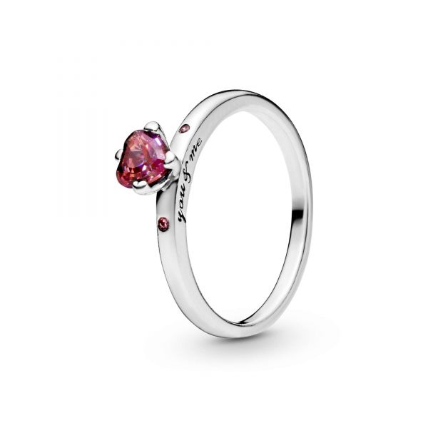 PANDORA Anello con cuore rosso scintillante