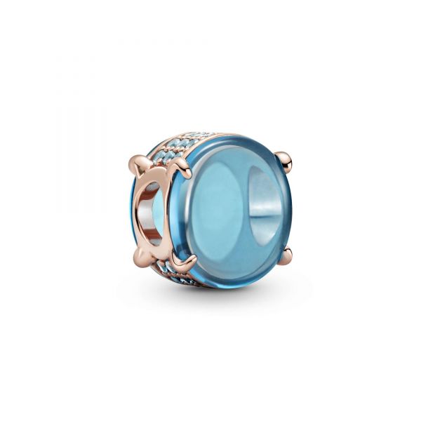 PANDORA Charm con pietra cabochon ovale blu