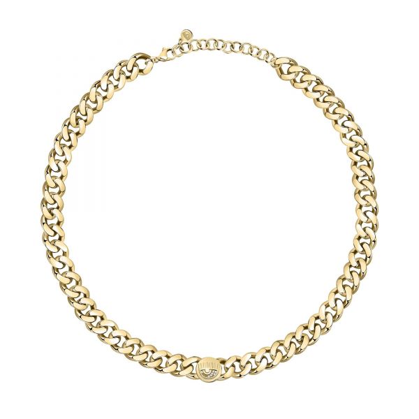 CHIARA FERRAGNI CHAIN NECKLACE YELLOW GOLD+EYE LOGO 38+4CM