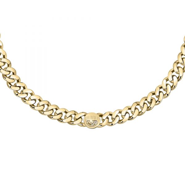 CHIARA FERRAGNI CHAIN NECKLACE YELLOW GOLD+EYE LOGO 38+4CM