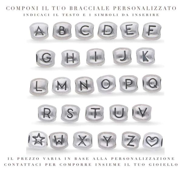 FILODAMORE Sassolino Alfabeto per Bracciale Tbar in Arg 925 lettera 1