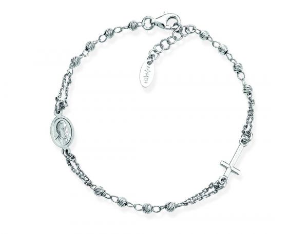 AMEN  Bracciale Rosario in AG925 (Lungh. 16+3cm)
