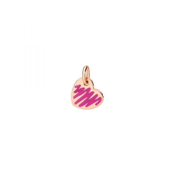 DoDo Charm Cuore in Oro Rosa e Smalto Fucsia