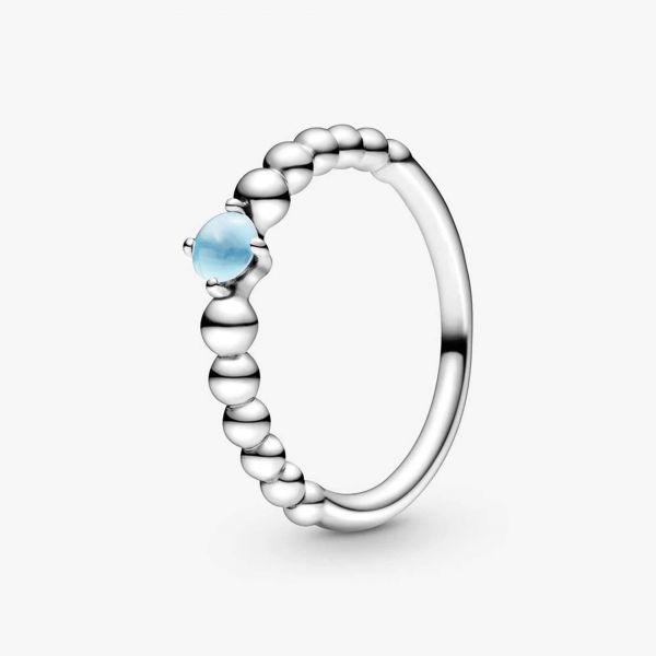 PANDORA Anello azzurro cielo decorato con sfere