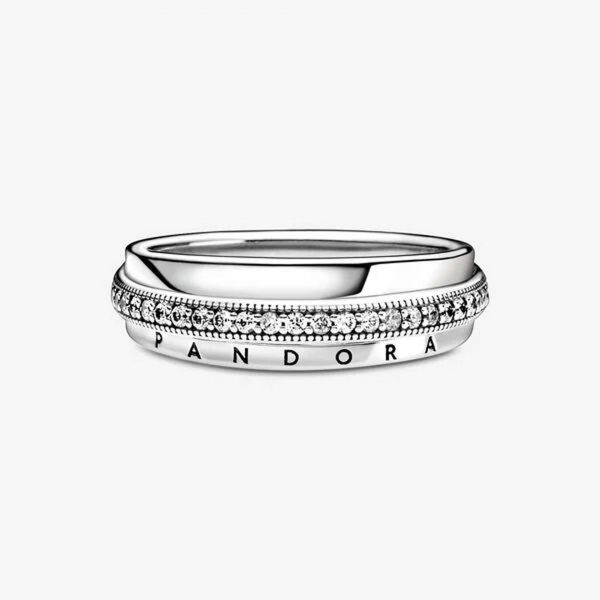 PANDORA Anello con pavé a tripla fascia