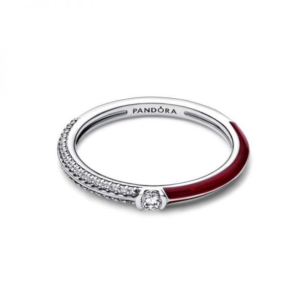 PANDORA Anello Pietre Luminose & Smalto Rosso Pandora ME