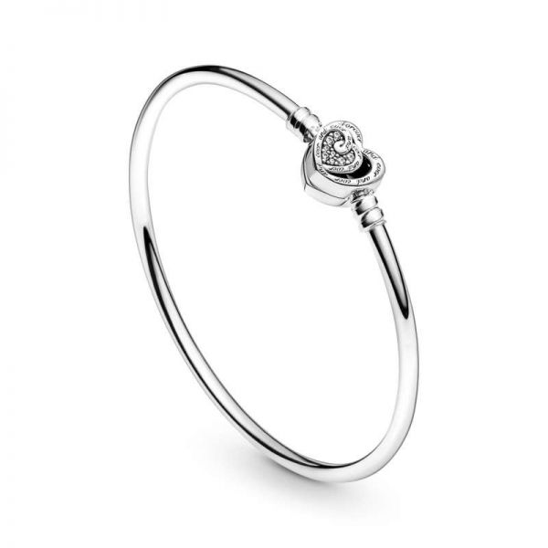 PANDORA Bracciale Rigido con Chiusura Doppio Cuore