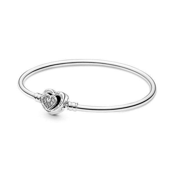 PANDORA Bracciale Rigido con Chiusura Doppio Cuore