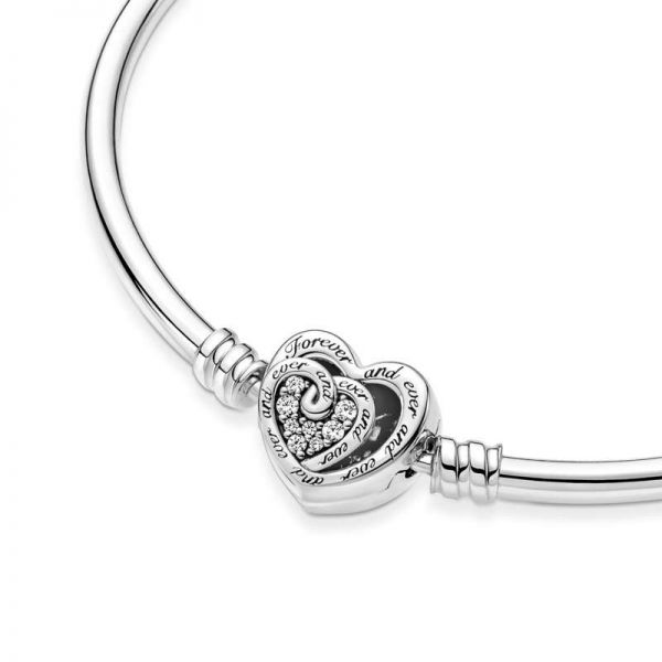 PANDORA Bracciale Rigido con Chiusura Doppio Cuore