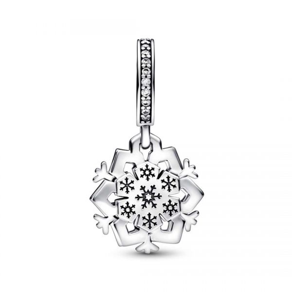 PANDORA Charm Pendente Doppio Fiocco di Neve Scintillante