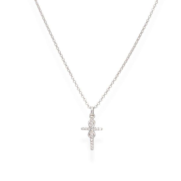 AMEN  Collana Girocollo Amen Donna con Croce e Infinito pendente impreziosita da zirconi bianchi