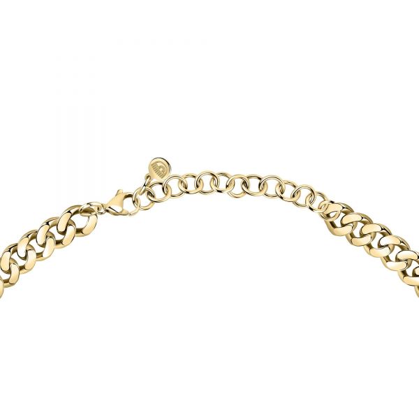 CHIARA FERRAGNI CHAIN NECKLACE YELLOW GOLD+SILVER+WHITE/PINK CZ 38+4CM