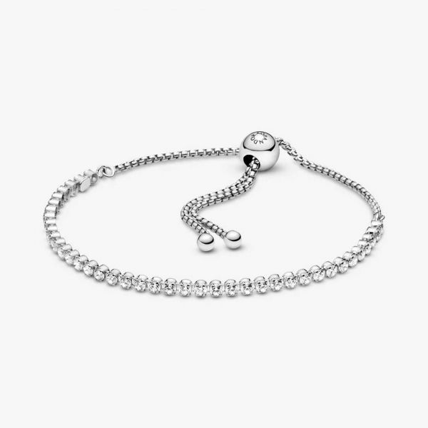 PANDORA Rhodium plated silver bracelet with clear cubic zirconia