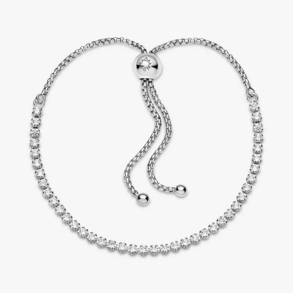 PANDORA Rhodium plated silver bracelet with clear cubic zirconia