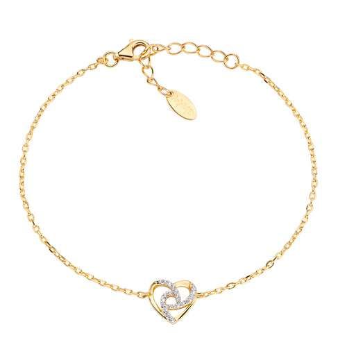 AMEN  Bracciale "Cuore" in Argento Dorato con Zirconi