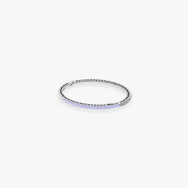 PANDORA Bracciale Rigido in Argento, Zirconia Cubica e Smalto Color Lavanda