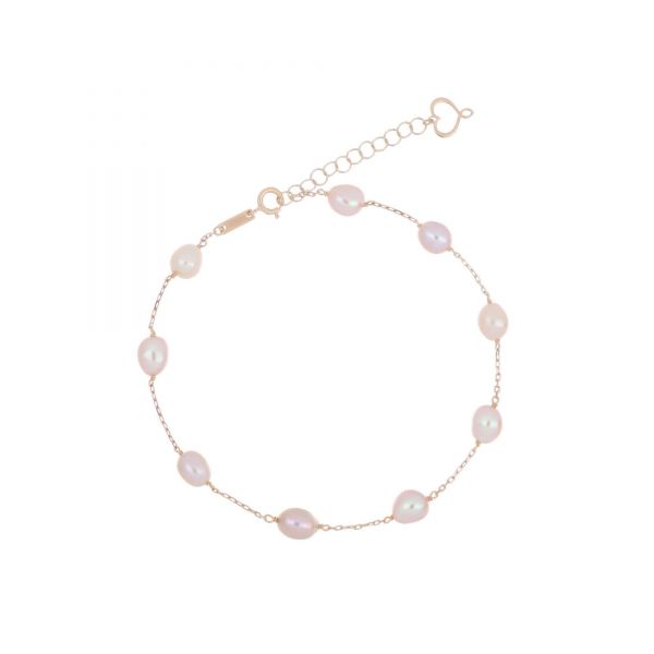 MAMAN et SOPHIE BRACCIALE 18KT PERLE ROSA
