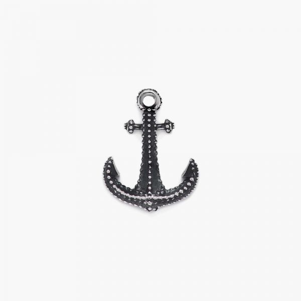 NOVE25 COLLANA PENDENTE ANCORA SEMI PUNTINATA MEDIA F040 L70 / ARGENTO BRUNITO LUCIDO
